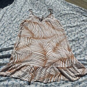 Roxy White and Tan Palm Leaf Dress